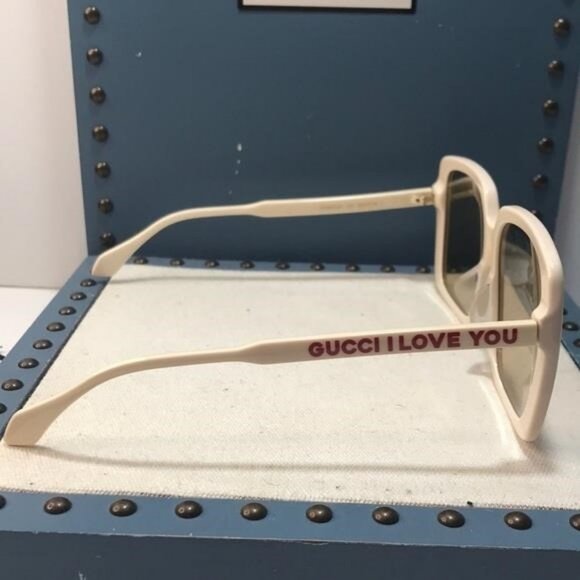 New Authentic Gucci GG0567SAN 006 Cream Sunglasses with Yellow Lenses - Picture 9 of 13